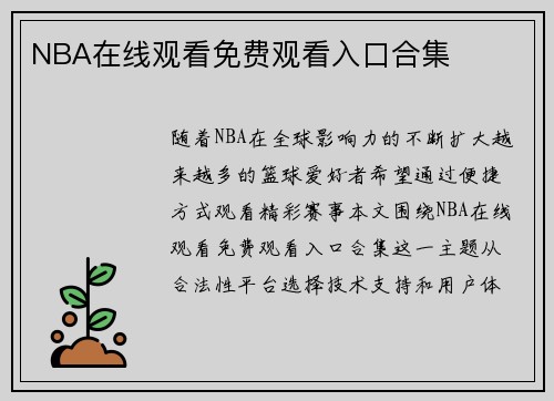 NBA在线观看免费观看入口合集
